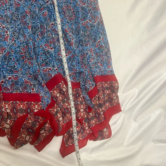 Catherines Dress Size 1X Blue Red Floral Sleeveless Chiffon Midi Boho Casual - Picture 9 of 11